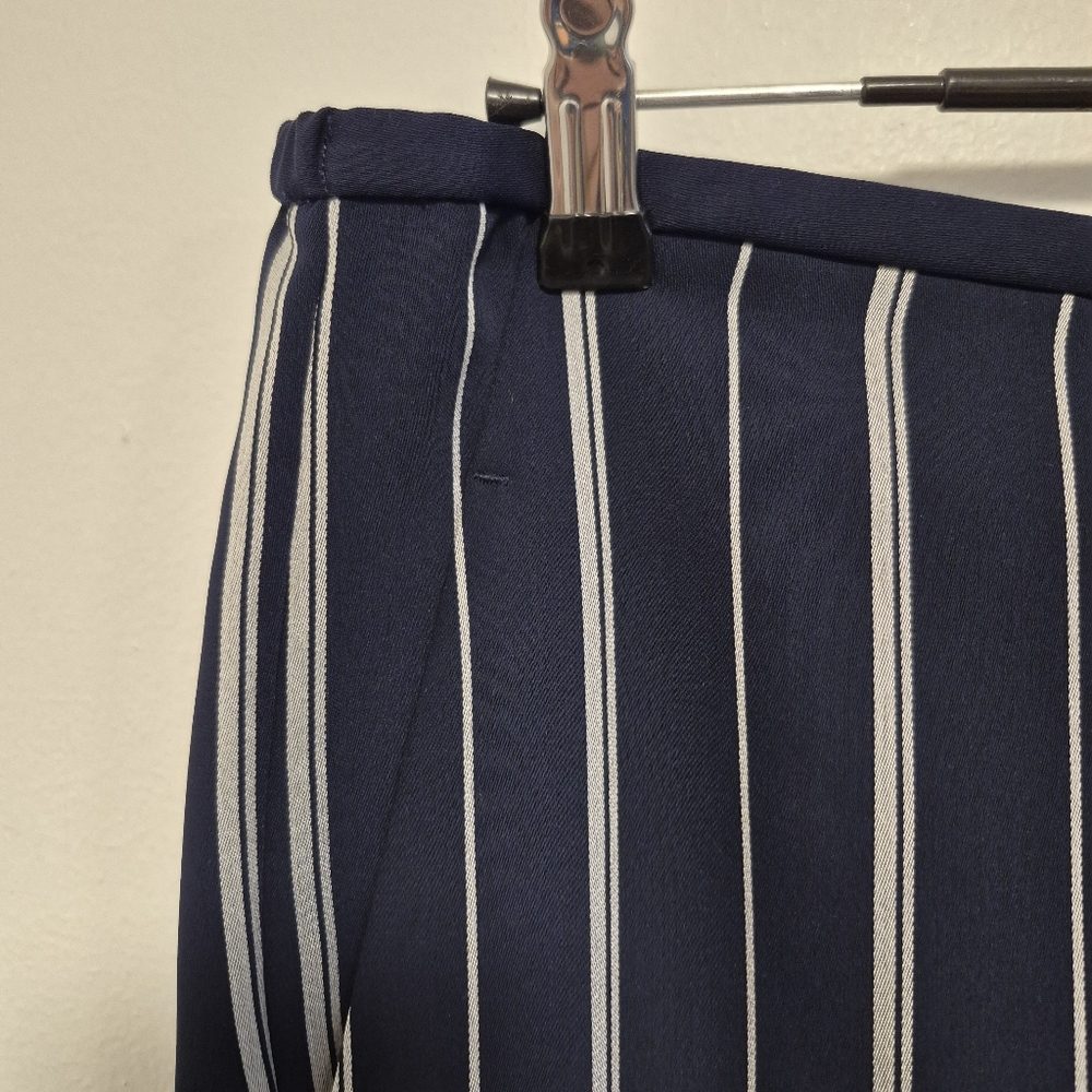 St. John Wide Leg Pants Navy Blue Striped Trousers Pull-On NEW Women's Sz S - Picture 6 of 12